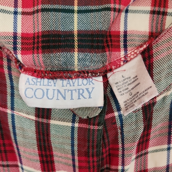 Ashley Taylor Vintage 90s Christmas Photos Country Red and Green Plaid PJs Sz L - Picture 5 of 9